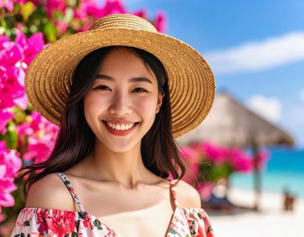 ブーゲンビリア・麦わら帽子の彼女 ブーゲンビリア・麦わら帽子の彼女の写真