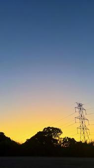 夕焼けオレンジ 夕焼け,いなか,夕空の写真素材