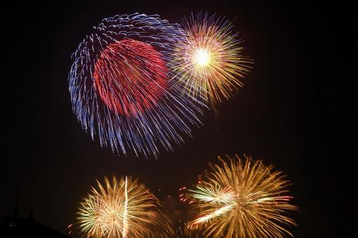花火 花火 花火,イベント,夜空の写真素材