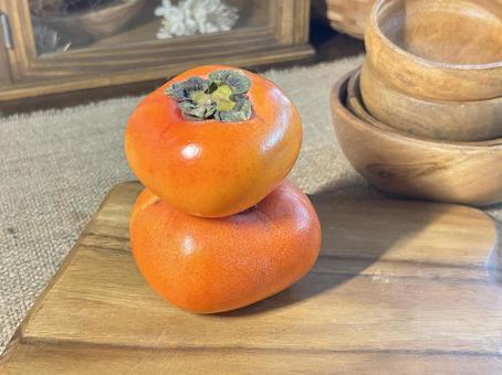 柿 柿,種無し柿,四角いの写真素材