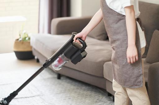 Asian woman vacuuming in the living room, JPG Asian woman vacuuming in the living room, clean up, vacuum cleaner, female, JPG
