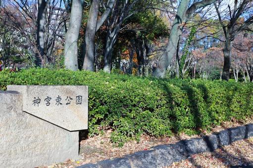 神宮東公園の入口 神宮東公園の入口 神宮東公園,公共施設,木漏れ日の写真素材