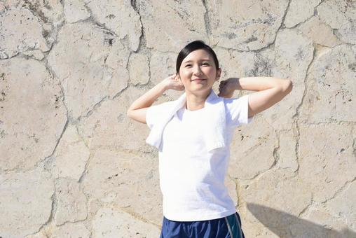 ストレッチをする女性 ストレッチをする女性 女性,健康,運動の写真素材