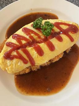 Photo, omelette rice, western restaurant, lunch, 