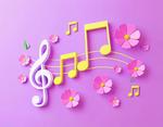 音楽のイメージ　音符と花 音楽,音符,花の写真素材