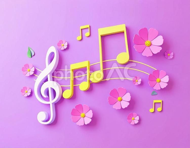 音楽のイメージ　音符と花 音楽,音符,花の写真素材
