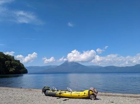 北海道の湖でカヤック 湖,カヤック,さわやかの写真素材