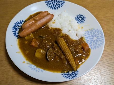 Photo, curry, curry and rice, wiener, 