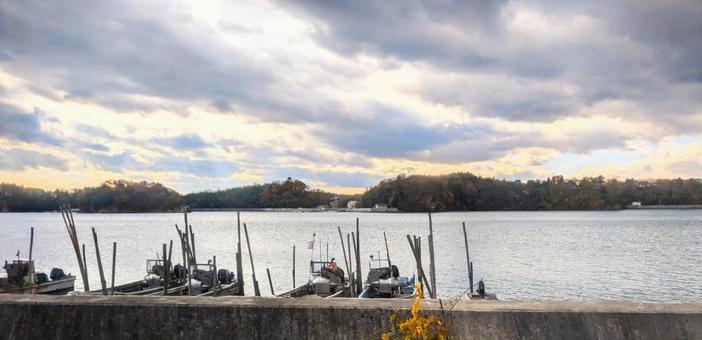 JR仙石線　車窓　松島湾　手樽駅～東名駅 海,風景,船の写真素材