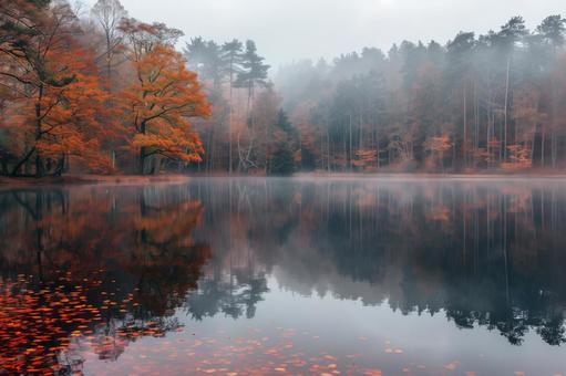紅葉の湖畔 紅葉の湖畔の写真