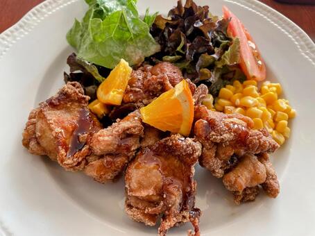 鶏の唐揚げランチ 鶏の唐揚げ,唐揚げ,からあげの写真素材