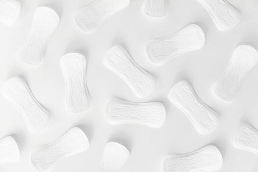 白背景に複数の生理用ナプキン 生理,月経,生理用品の写真素材