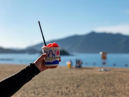 かき氷 かき氷,海,しまなみビーチの写真素材