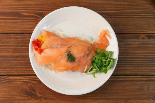 スモークサーモン スモークサーモン スモークサーモン,サーモンマリネ,マリネの写真素材