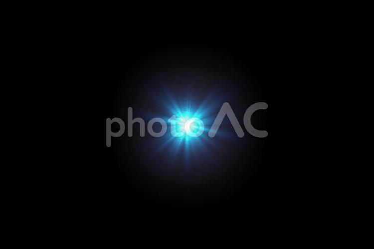 光のフレアエフェクト素材　青 光,フレア,閃光の写真素材