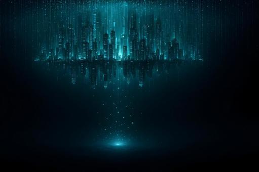 降下する都市の写真