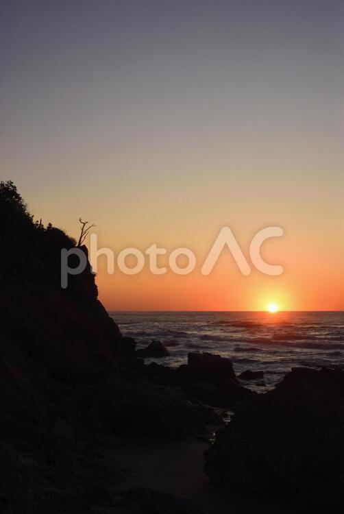 間瀬海岸の夕日 間瀬,間瀬海岸,間瀬海水浴場の写真素材