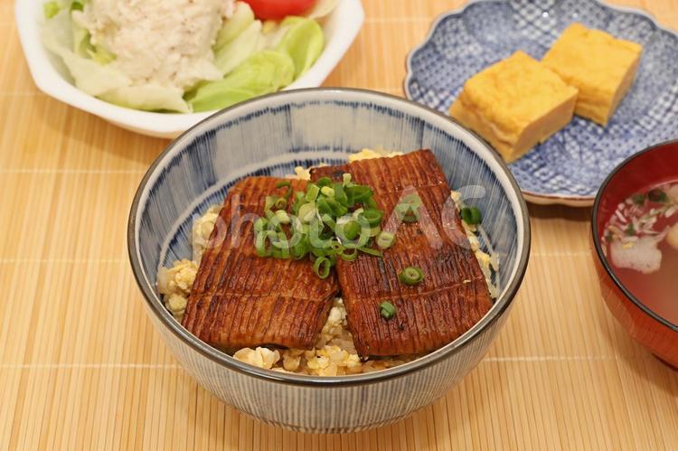 ウナギの蒲焼丼風 かまぼこ,練り物,ウナギの写真素材