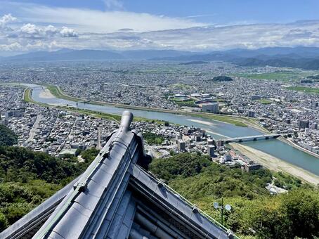 岐阜城天守閣からの雄大な景色 岐阜城,城,天守閣の写真素材