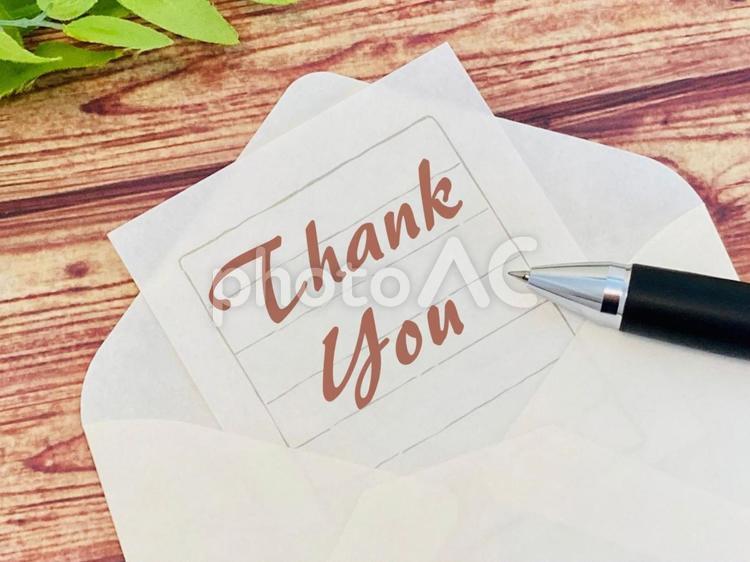 お礼の手紙 サンキュー,ありがとう,感謝の写真素材
