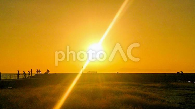 海辺の風景 夕焼け,綺麗,絶景の写真素材