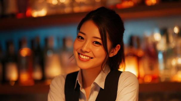 日本人の女性バーテンダーの写真