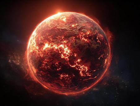 終焉を迎える惑星:溶岩と炎に包まれた地球 終焉を迎える惑星:溶岩と炎に包まれた地球の写真