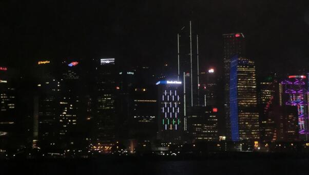 香港 ビクトリア湾の夜景と高層ビル 香港,夜景,夜の写真素材