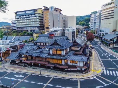 【愛媛県】松山市・道後温泉街 道後温泉,道後温泉本館,温泉街の写真素材