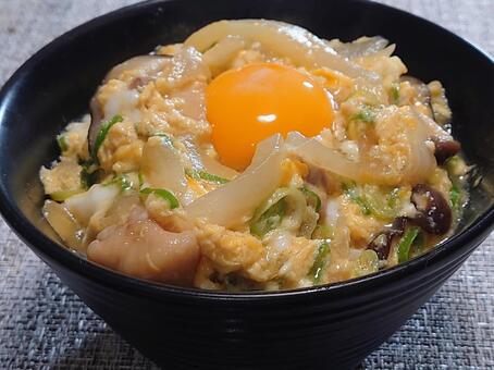 親子どんぶり　黄身乗せ 親子丼,どんぶり,ご飯の写真素材