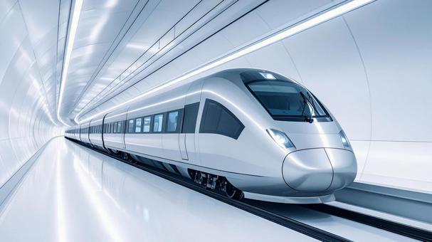 新幹線っぽい銀色の電車A 新幹線っぽい銀色の電車Aの写真
