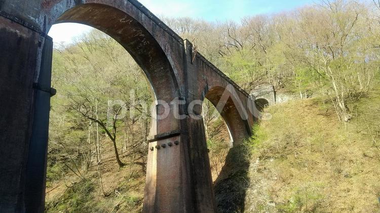 メガネ橋 橋,碓氷峠,景色の写真素材