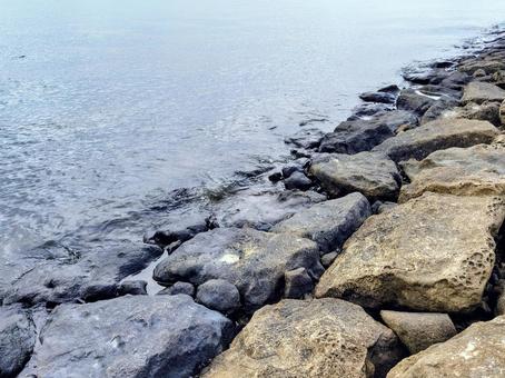 海 葛西臨海公園,海,岩の写真素材