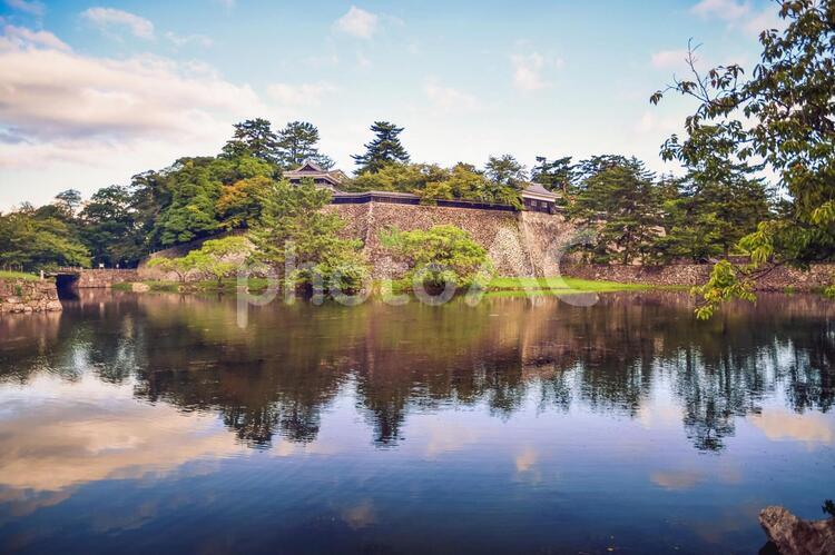 松江城　外郭　朝焼け 松江城,城,城跡の写真素材