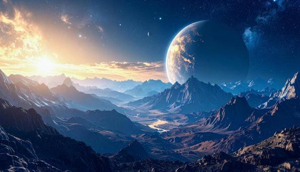 幻想的な惑星の夜明け 幻想的な惑星の夜明けの写真
