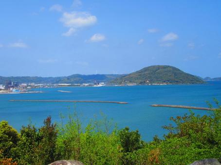 唐津城から見た風景 海,島,自然の写真素材