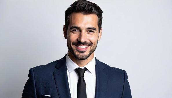 自信に満ちた笑顔のビジネスマン  自信に満ちた笑顔のビジネスマン の写真