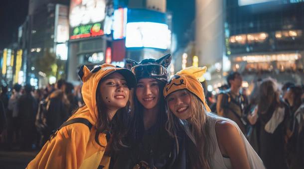 渋谷 ハロウィンを楽しむ若者達の写真
