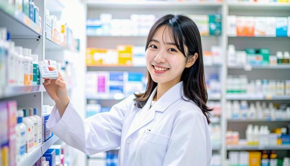 笑顔で働く薬剤師 笑顔で働く薬剤師の写真