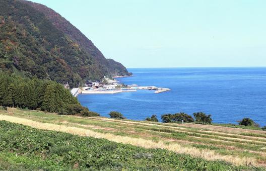 佐渡島北部、浦川漁港の写真