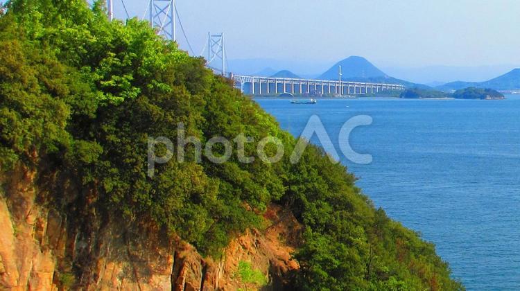 香川県-与島PAから望む瀬戸大橋 与島pa,瀬戸大橋,橋の写真素材