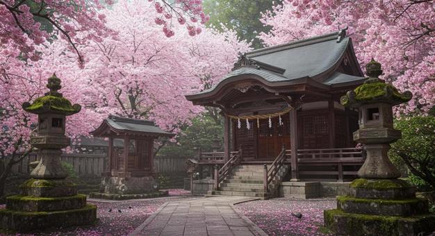 春桜満開 静かで穏やかな日本の古寺 春桜満開 静かで穏やかな日本の古寺の写真