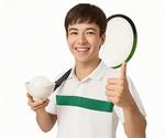 テニスユニフォームとごはんとサムズアップ 男性,男の子,男の写真素材