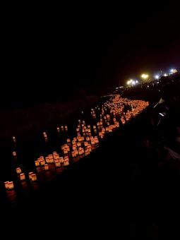 永平寺町大灯籠流しの一幕 灯籠,灯ろう,ろうそくの写真素材