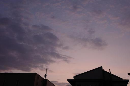 紫になった夕空 紫になった夕空の写真
