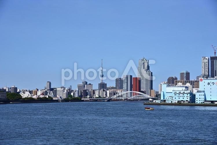 東京港～築地大橋、隅田川、スカイツリー～ 東京港,隅田川,東京スカイツリーの写真素材