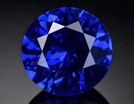サファイア　ラウンドカット　黒背景の写真