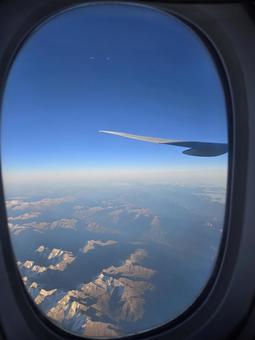 飛行機　青空の写真