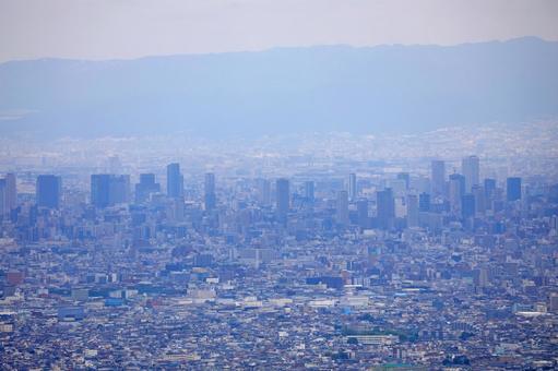 高安山から見た大阪市街地 高安山から見た大阪市街地 大阪,街並み,町並みの写真素材