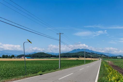 青空と一本道 青空と一本道 青空と一本道,道,直線の写真素材